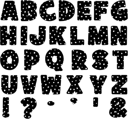 150 PCS Large 7" Bulletin Board Letters Set, Black White Polka Dots Classroom Alphabet Cutout Letter for Bulletin Board Display Home School Class, A Great Helper to Inspire Students' Learning Interest