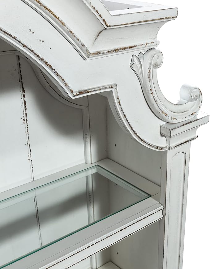 Liberty Furniture Magnolia Manor Filing Credenza & Hutch for Home Office - Antique White & Weathered Bark