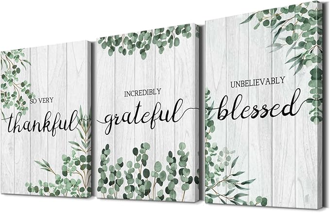 YOUHONG 3 Pieces Blessed Signs Wall Art Prints, 20''Wx28''Hx3PCS, Rustic, Watercolor, Art-15, Letter Print, Rectangular, Gratitude, Waterproof UV Resistant, Horizontal, Living Room, Bedroom, Office