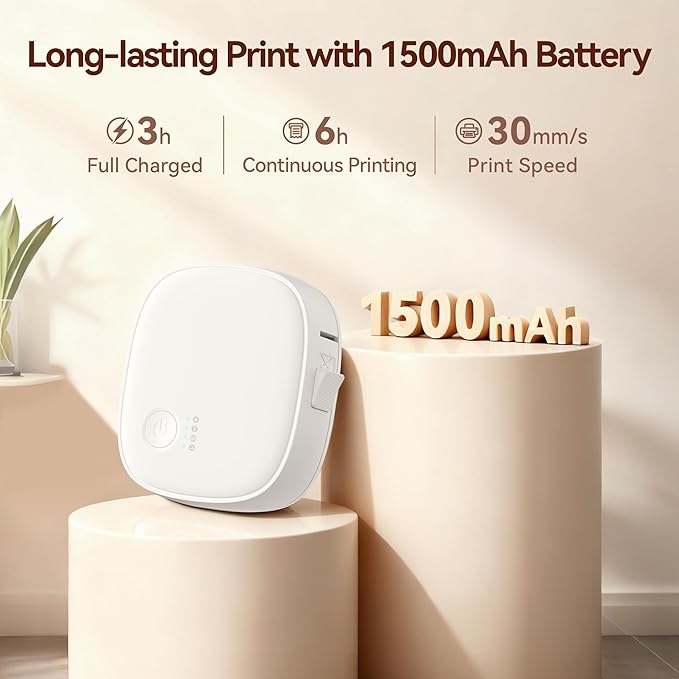 Mini Label Maker Machine, Portable Bluetooth Label Printer, Wireless Thermal Label Maker Compatible App for Home, Kitchen, Office, School, Waterproof & Rechargeable