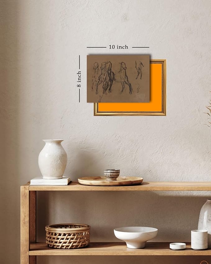 Kizbok Vintage Horse Wall Art Decor, Neutral Brown Tones Horses Sketch Canvas Prints Western Wall Decor Antique Equestrian Wal l Art Painting Vintage Southwestern A rt Pictures for Gallery Bedroom Bathroom Office Western Home Deco r(8" x 10"-UNFRAMED)