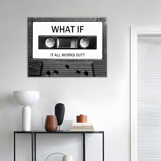 Motivational Canvas Wall Art Poster Print What If It All Works Out Inspirational Entrepreneur Quotes Picture Painting Wall Decor Artwork for Bedroom Office Stretched and Framed [18''W X 24''H]