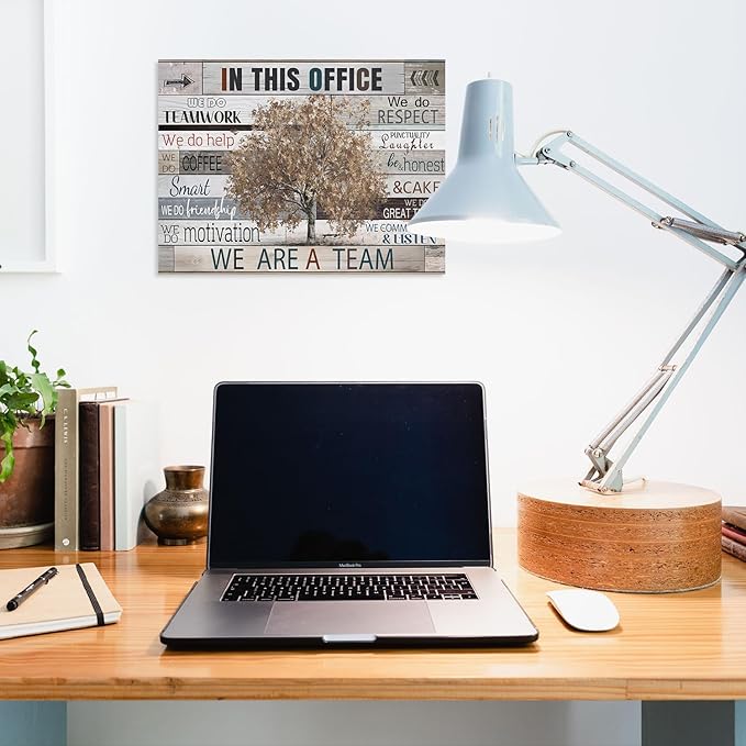 SOOTHAN Vintage Office Wall Decor In This Office Motivational Quotes Poster Brown Maple Tree Canvas Picture Inspirational Wall Art for Home Office Workplace Decoration Framed Inspiring Gifts 12x16inch