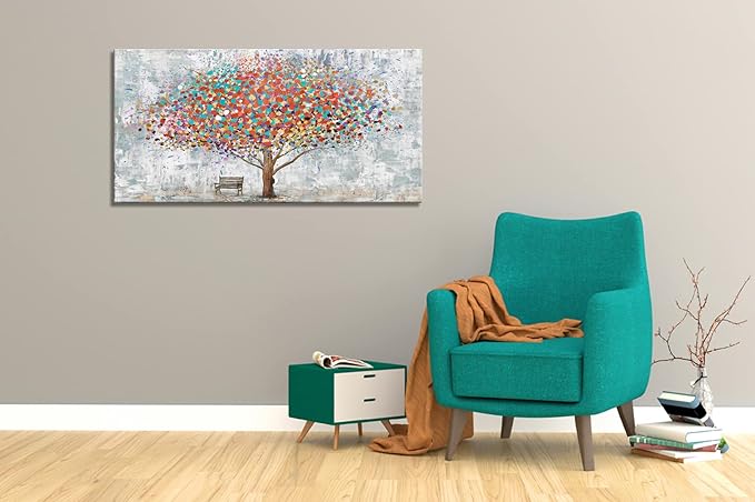 DZL Art H71150 Tree Wall Art Canvas Prints Paintings Abstract Colorful Tree Painting Landscape Modern Artwork for Living Room Bedroom Office Home Wall Decoration Decor