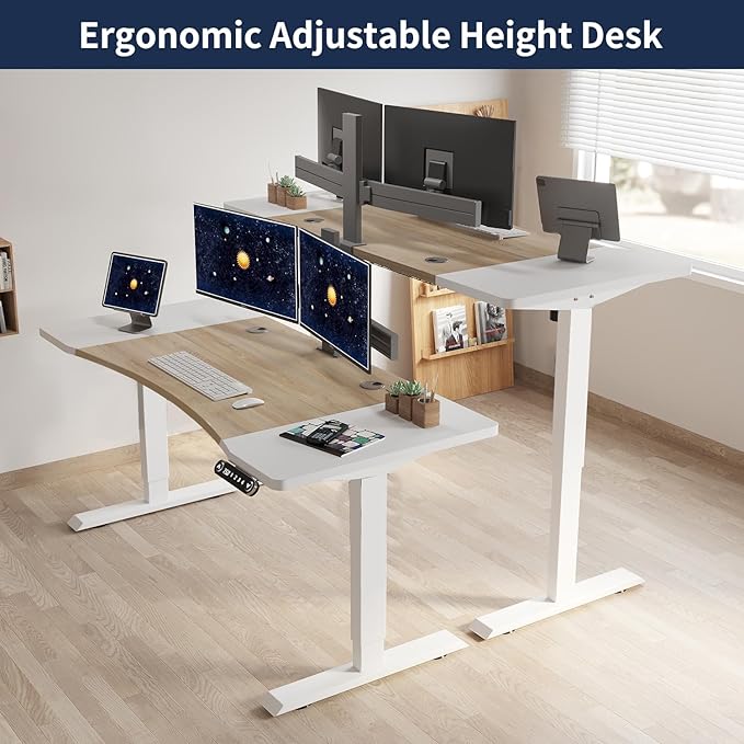 63 Inch Dual Motor Electric Standing Desk, Height Adjustable Sit Stand Desk with Memory Control and Spacious Desktop for Home Office
