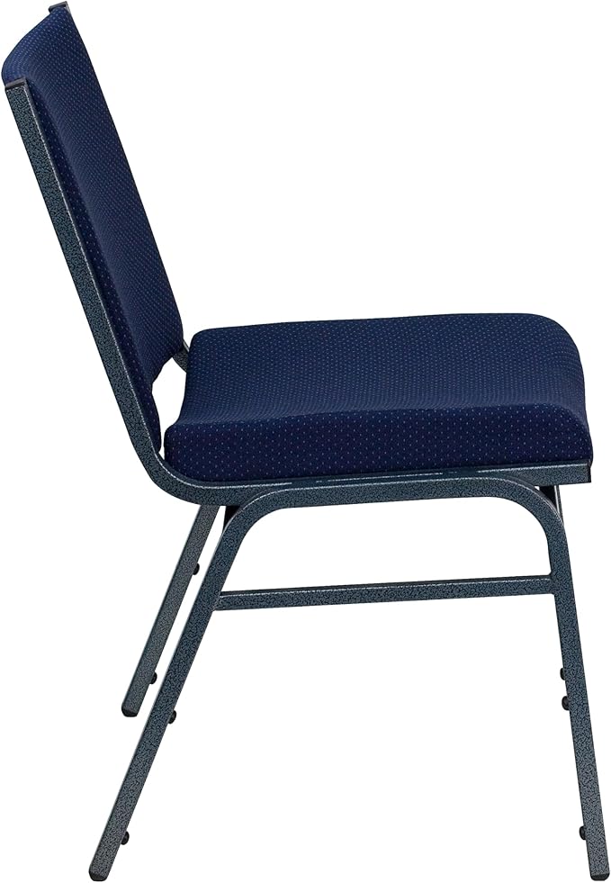 Flash Furniture HERCULES Series Heavy Duty Navy Blue Dot Fabric Stack Chair with Ganging Bracket