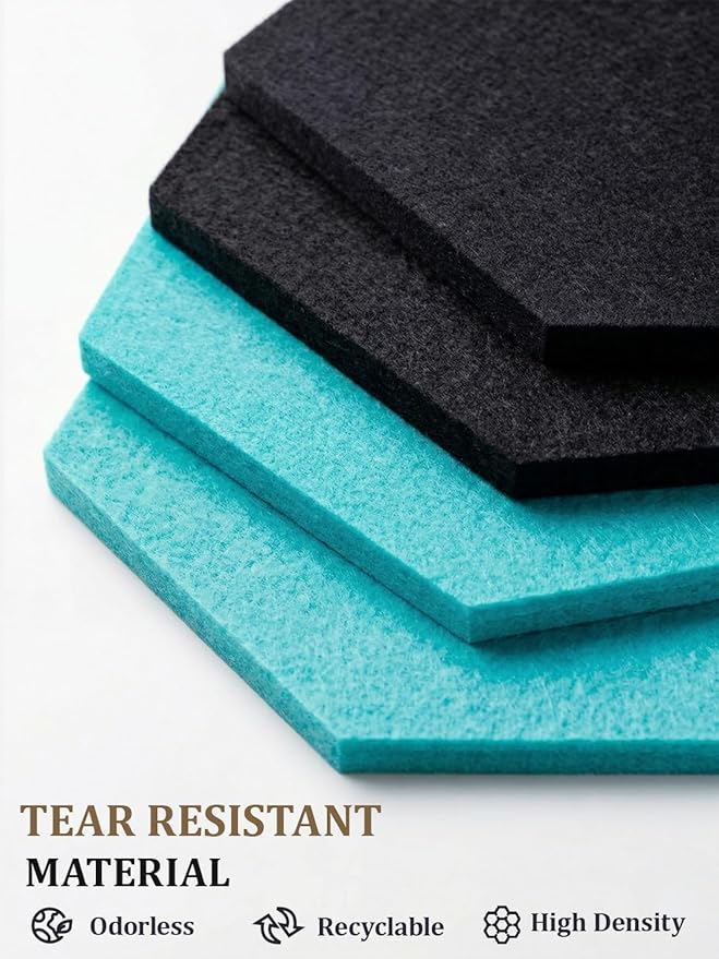 8 Pack Hexagon Felt Bulletin Board Tiles - 11.8" Large Thick Pin Board for Walls with 30 Push Pins, DIY Boards for Office Home School Decor, Aesthetic Hex Cork Board Alternative