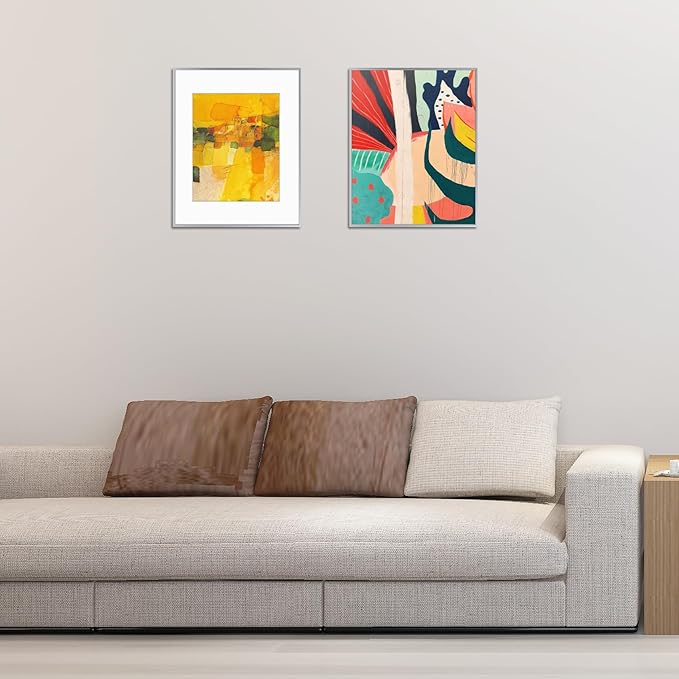 Golden State Art, Gallery Wall Frame Set of 6 - Silver 16x20 Aluminum Photo Frames with Mat for 11x14 Pictures - 16 x 20 inch Metal Frame with Real Glass Cover - Elegant Home or Office Decor