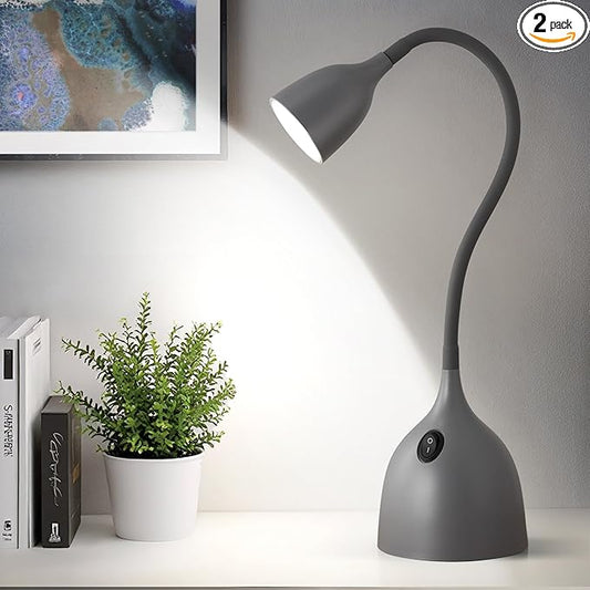 Desk Lamp for College Dorm Room - LED Reading Light - Small Adjustable Flexible Gooseneck Table Lamp - Eye-Caring Desk Lamp for Home Office Study Lamp, White