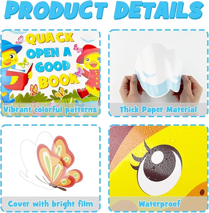 Spring Reading Bulletin Board Decoration Set, Yellow Duck Quack Classroom Decorations Duck Book Butterfly Cutouts March April Library School Nursery Home Window Wall Chalkboard Door Decor for Teacher