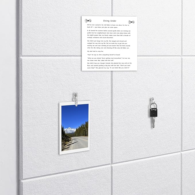 Felt Wall Tiles Bulletin Board Large Cork Board Alternative 12 Pack 11.81”x11.81”x0.47” Felt Pin Board Tack Board with Safe Removable Adhesive Tabs for Home Office School 48x36(White)