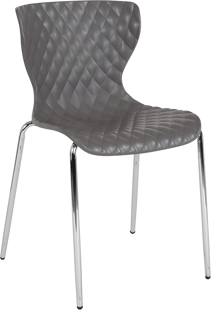 Flash Furniture 4 Pack Lowell Contemporary Design Gray Plastic Stack Chair