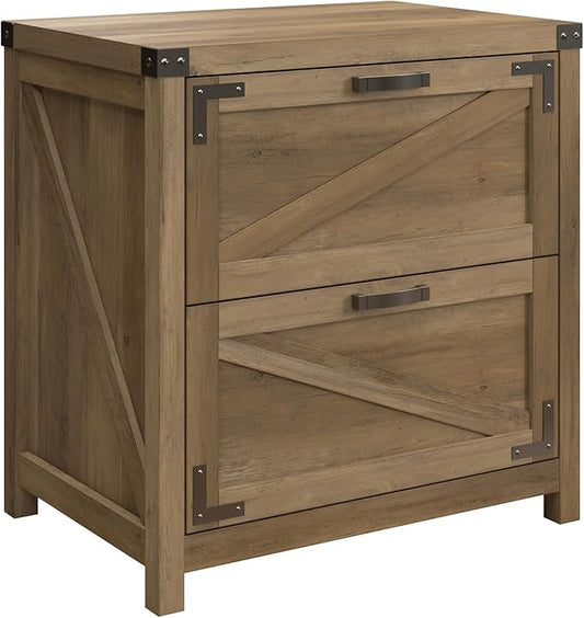 Bush Furniture Knoxville 2 Drawer Lateral File Cabinet in Reclaimed Pine, Farmhouse Document Storage Chest for Home Office