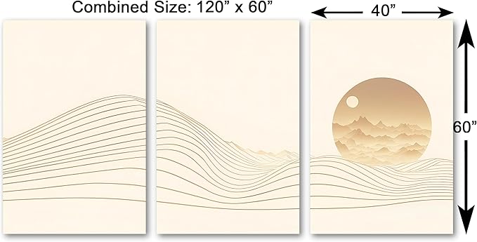 120 x 60 TOTAL - Landsape of lines Wall Art Canvas Geometric Print modern minimalis, office art - 3 Panel Split