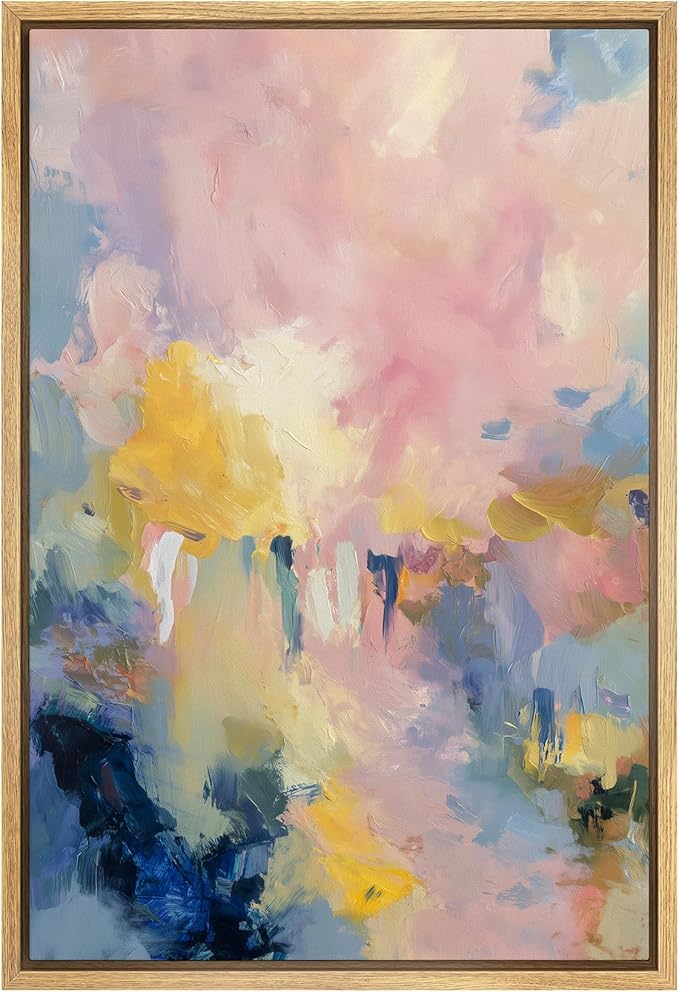 SIGNWIN Framed Canvas Print Wall Art Vibrant Pastel Abstract Color Field Illustrations Modern Decorative for Living Room, Bedroom, Office - 24"x36" NATURAL