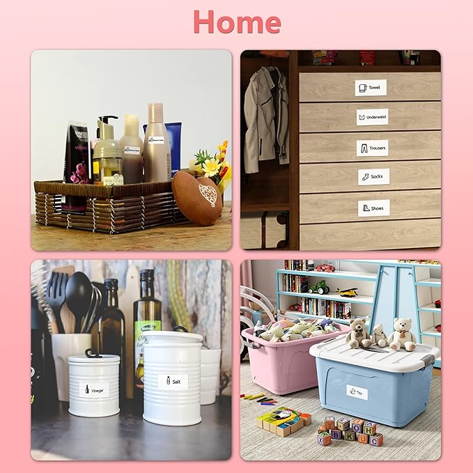 Mini Portable Label Maker - Label Maker Machine with Tape Label Printer for Labeling Jars Bins Home Organizing Office Compatible with iPhone Android USB Rechargeable Easy to Use,Pink