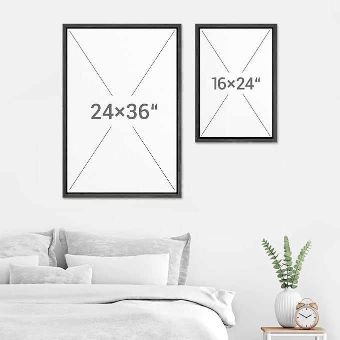 SIGNWIN Framed Canvas Print Wall Art Set Golden Brown Botanical Leaves Vintage Nature Illustrations Modern Art Minimal Boho Relax/Calm for Living Room, Bedroom, Office - 24"x36"x2 Black