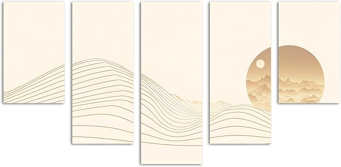 40 x 22 TOTAL - Landsape of lines Wall Art Canvas Geometric Print modern minimalis - 5 Panel Waterfall Split