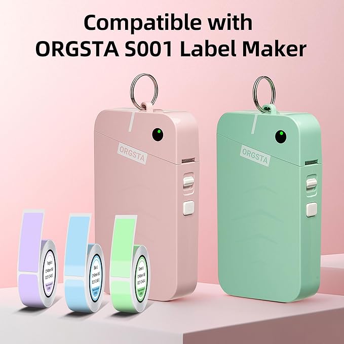 ORGSTA S001 Label Maker Machine with Tape, Portable Bluetooth Label Maker for Home and Office Organization, Thermal Label Printer Mini Printer with 3 Roll Label Tapes - Green/Purple/Blue
