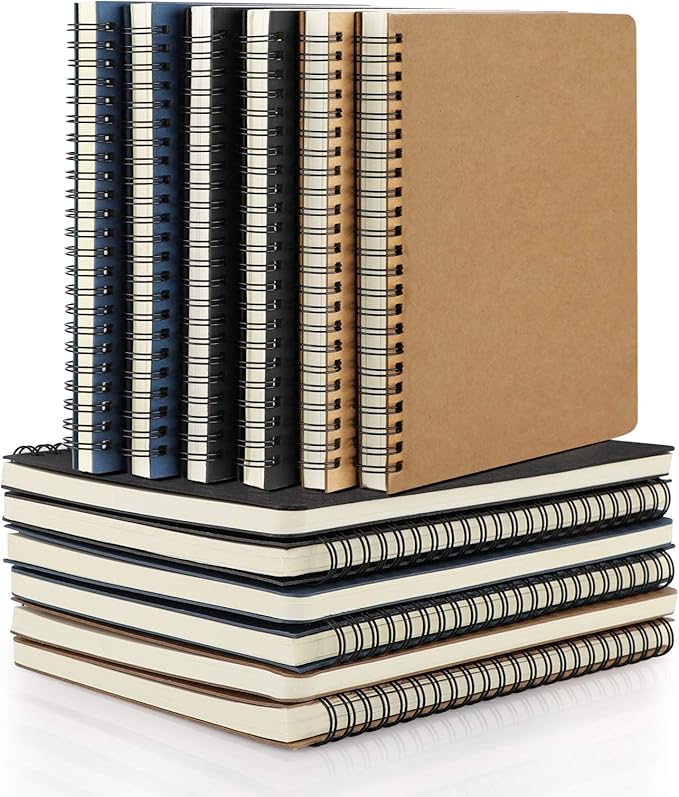 EUSOAR College Ruled Spiral Notebook, A5 12 packs 5.5"X8.3" 120 Pages Lined Travel Writing Notebooks Journal, Memo Notepad Sketchbook, Students Office Business Subject Diary-3 Colors