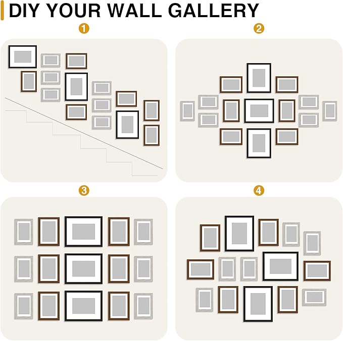 decorUhome Assorted Picture Frames Collage Wall Decor for Photo Gallery Display Set of 15 Including Three 8x10 / Six 5x7 / Six 4x6 for Family Wall Decor, Black/Brown/Grey, 15 Pack