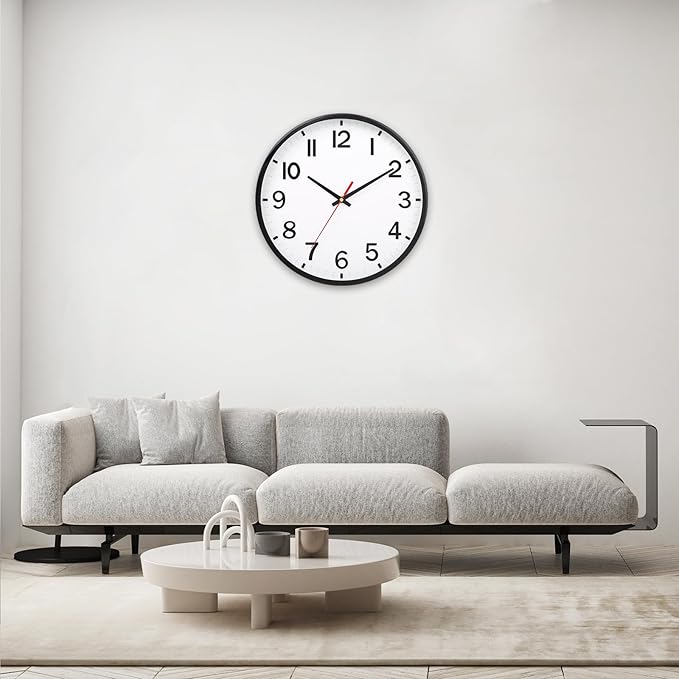 Wall Clocks 14 inch Modern Wall Clock Battery Operated Silent Non Ticking Wall Clock for Living Room Bedroom Office Kitchen Classroom Decor (Texture Gray White)