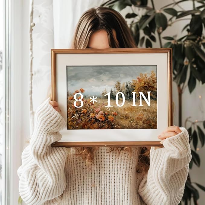 uniro Vintage Fall Landscape Wall Art, Wildflower Fall Canvas Art Print, Rustic Farmhouse Wall Decor Autumn Nature Scenery Prints Countryside Painting Picture Artwork for Bedroom Bathroom Kitchen Decor ( 8" x 10"-UNFRAMED)
