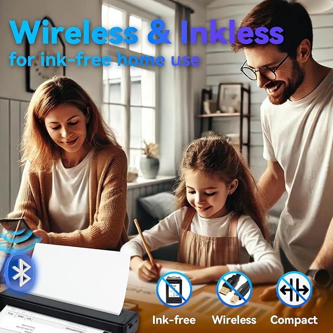 2-In-1 Bluetooth Thermal Printer & Tattoo Stencil Printer X8 - Inkless Portable Printers Wireless for Travel Office Home Use, Impresora Termica Portatil, Best 100 Dollar Gift for Christmas