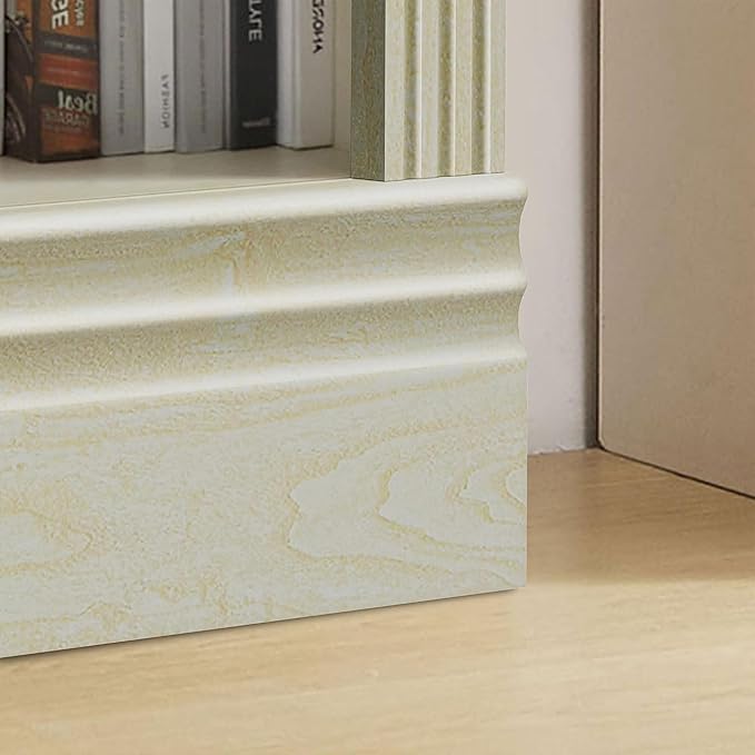 JAHRSTIM Halston Multi-Depth Bookcase, Adjustable Storage Open Display Shelving Unit for Home and Office Space, 31.5”L x 15.75”W x 72.8”H, Cream