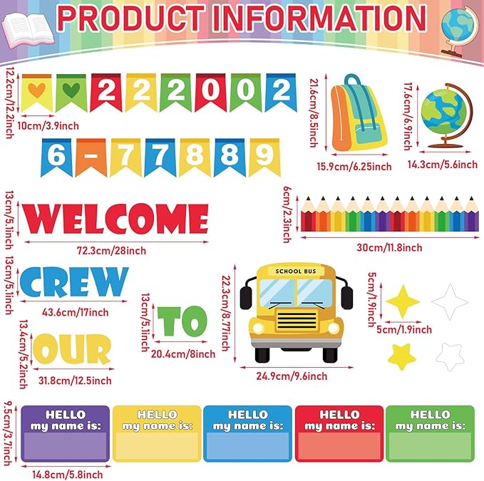 Welcome to Our Crew Classroom Bulletin Board Set Pencil Notebook Welcome Back to School Bulletin Board Decorations First Day of School Theme Classroom Cutouts Preschool Chalkboard Wall Decor