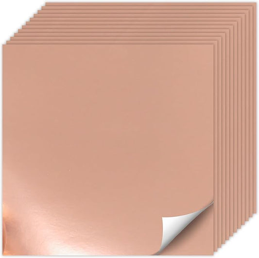Rose Gold Cardstock Paper 12x12 Inch, 12 Sheets Heavy Weight 92lb/250GSM Premium Shimmer Metallic Foil for Wedding Invitations, Scrapbooking, Card Making, Graduations, Parties ﻿