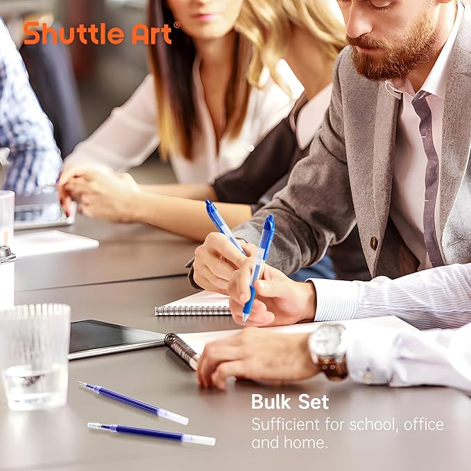 Shuttle Art Retractable Gel Pen Refills, 30 Pack Blue Rollerball Gel Ink Pens Refills, Bulk Set, 0.7mm Fine Point for Writing Journaling Taking Notes School Office Home