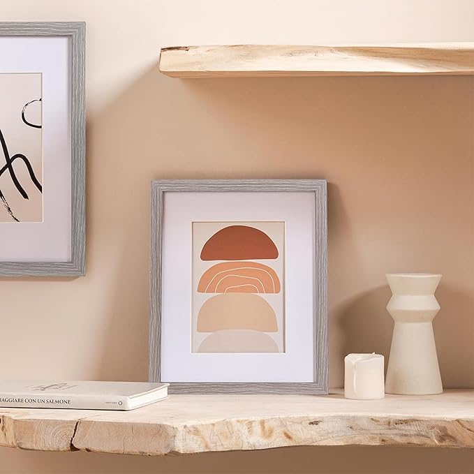 eletecpro 8x10 Picture Frames Set of 5, Picture Frame Collage Wall Decor Display 5x7 Photo with Mat or 8x10 without Mat, Home Decor Gallery Frame for Table Top or Wall Mounting, Beige