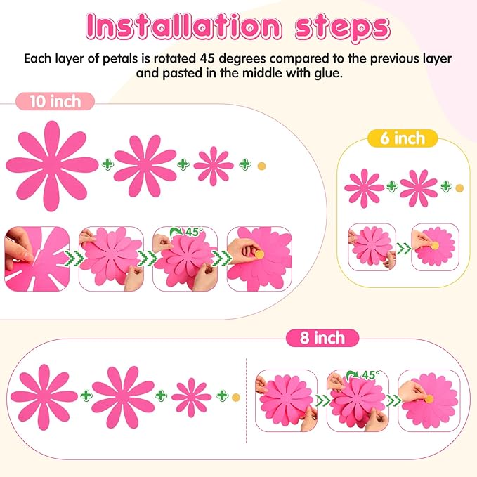 18 Pcs Paper Flowers Decorations for Wall DIY Flower Bulletin Board 3D Fiesta Paper Floral Backdrop Decoration for Photo Backdrop Classroom Back to School Party(Elegant Colors)