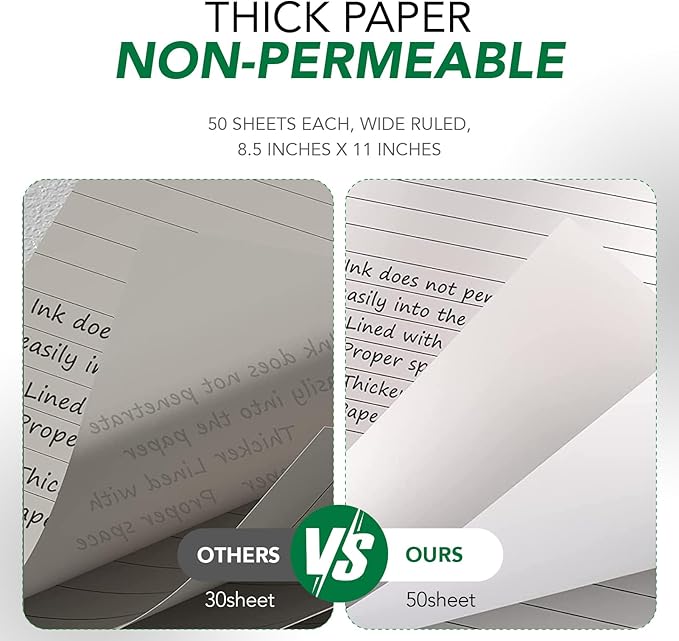 KAISA Legal Note pads 8.5 x 11，12pads 600 Sheets note pads Writing Pads Recycled Paper, Wide Ruled Perforated 50 sheets Premium Thick Paper Hard Back Notepads 8-1/2"x 11-3/4" Writing Tablet Canary For Office Supplies (Pack of 12pc)