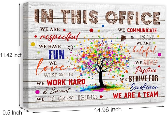 In This Office Wall Decor,Positive Teamwork Quote We Are Team Wall Art Canvas Framed for Home Office Wall Decor 12 x 15 in