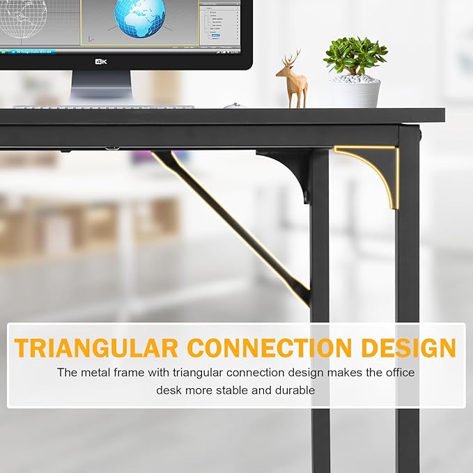 Computer Desk,39 Inch Home Office Desk, Modern Writing Table with Metal Frame for Home Office and Study,Black