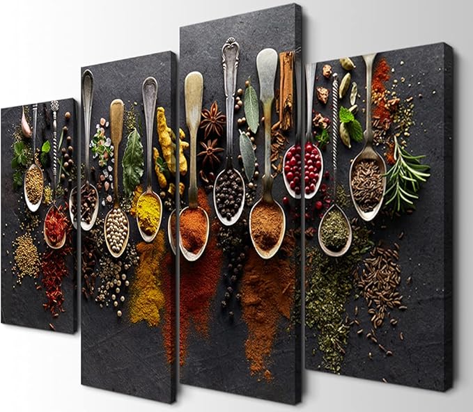 YOUHONG 4 Modern Kitchen Decor - Colorful Kitchen Wall Art for Dining Room (56''W x 40''H)