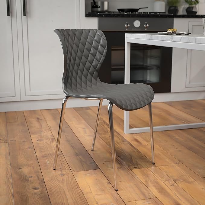 Flash Furniture Lowell Contemporary Design Gray Plastic Stack Chair