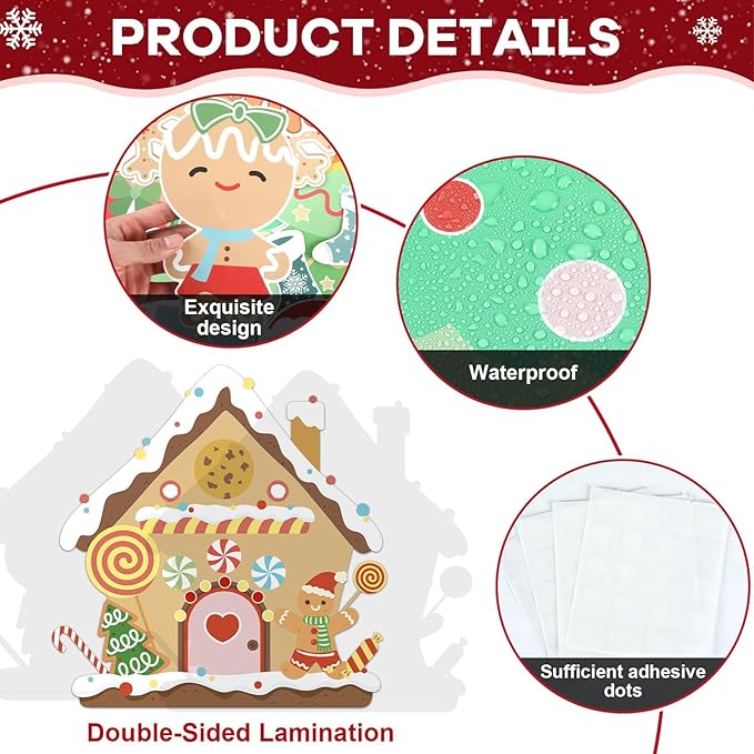 Christmas Gingerbread Bulletin Board Decoration Winter Bulletin Board Set Decor Christmas Tree Gingerbread House Man Cutouts for School Classroom Home Chalkboard Wall Xmas Holiday Party Supply