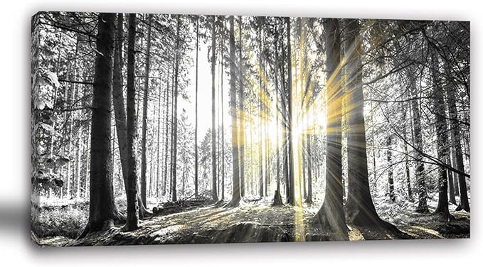 Yxbhhym-Bedroom Wall Art Decor Black and White Forest Wall Art Trees Picture Large Canvas Prints Landscape Artwork for Walls Nature Scenery Poster Painting Living Room Office Decorations