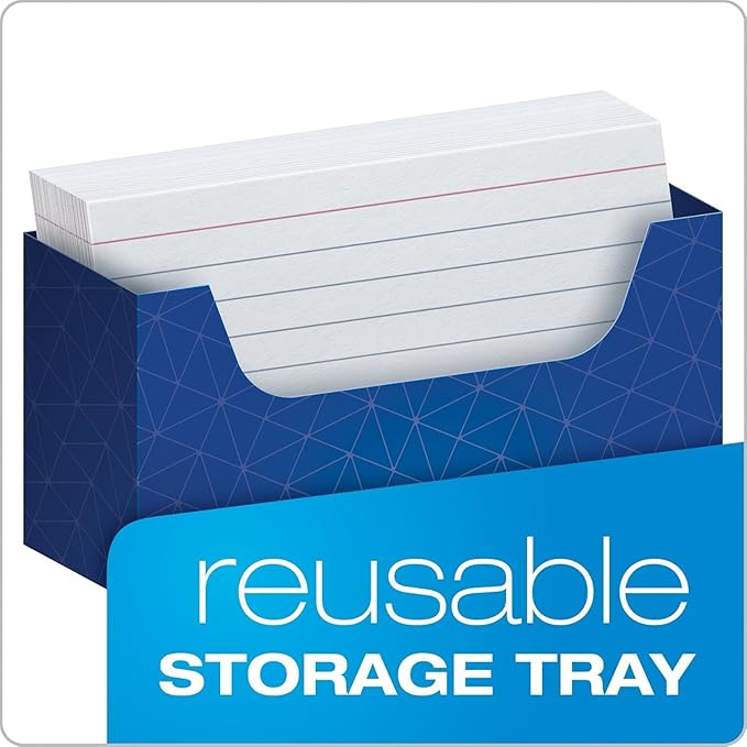 Oxford Ruled Index Cards with Reusable Storage Tray, 3” x 5”, 180 per Pack, Flashcards for School and Studying, Recipes, Note Cards (73168)