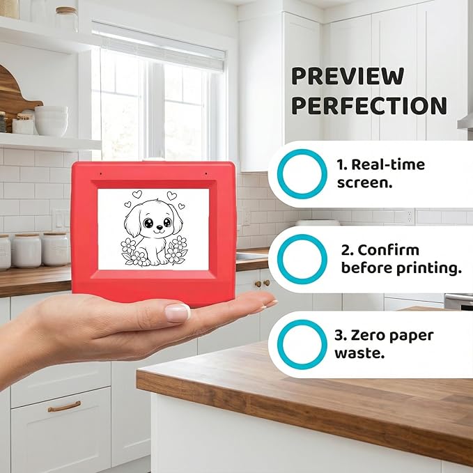 Keyrose Smart Ai Voice Sticker Printer Box, Mini Thermal Label Printer with Display, Portable Ai Magic Voice-Control Label Maker, 5 Rolls Paper for Home, Office
