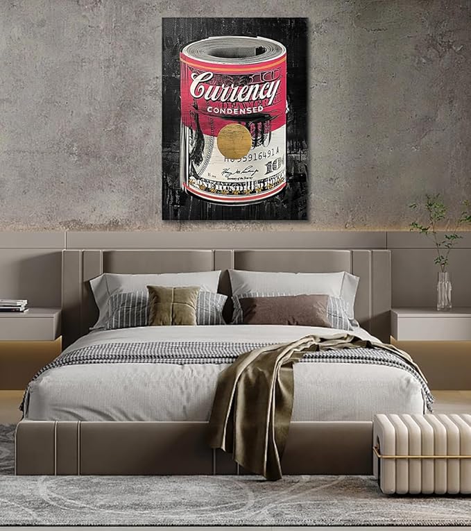 Dollars Roll Canvas Wall Art Inspirational Entrepreneur Money Pink Picture Motivational Posters Artwork Perfect for Bedroom Living Room Office Decor 24x36inch