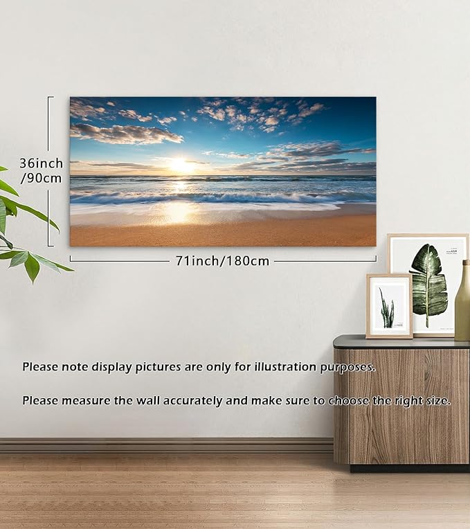 YYYYHPP YP1998 Beach Pictures Wall Art Beach Sunrise Over The Tropical Sea Pictures Print on Canvas Beach Wall Decor Beach Paintings for Home Decor Stretched and Framed Easy to Hang