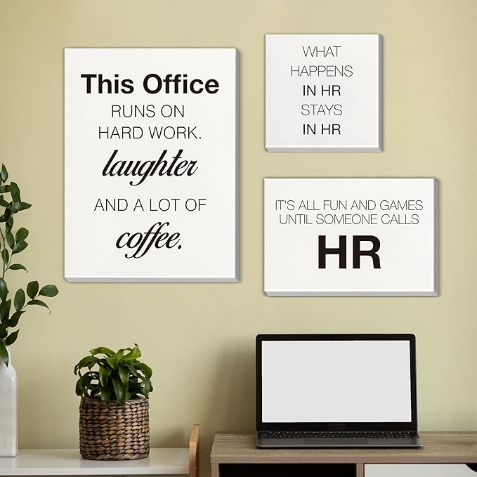 HR Office Decor Human Resources Office Artwork Wall Decor Modern Human Resource Posters Set of 6 Framed Canvas, Funny HR Gifts