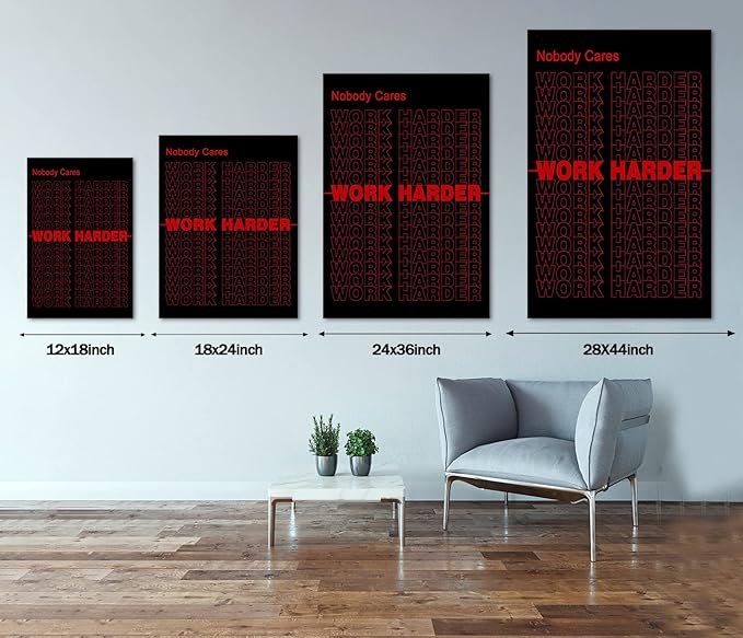 Yatsen Bridge Success Motivational Quote Posters Modern Nobody Cares Work Harder Entrepreneur Inspirational Motto Canvas Wall Art Framed Ready to Hang for Office Home Decor - 28''W x 44''H