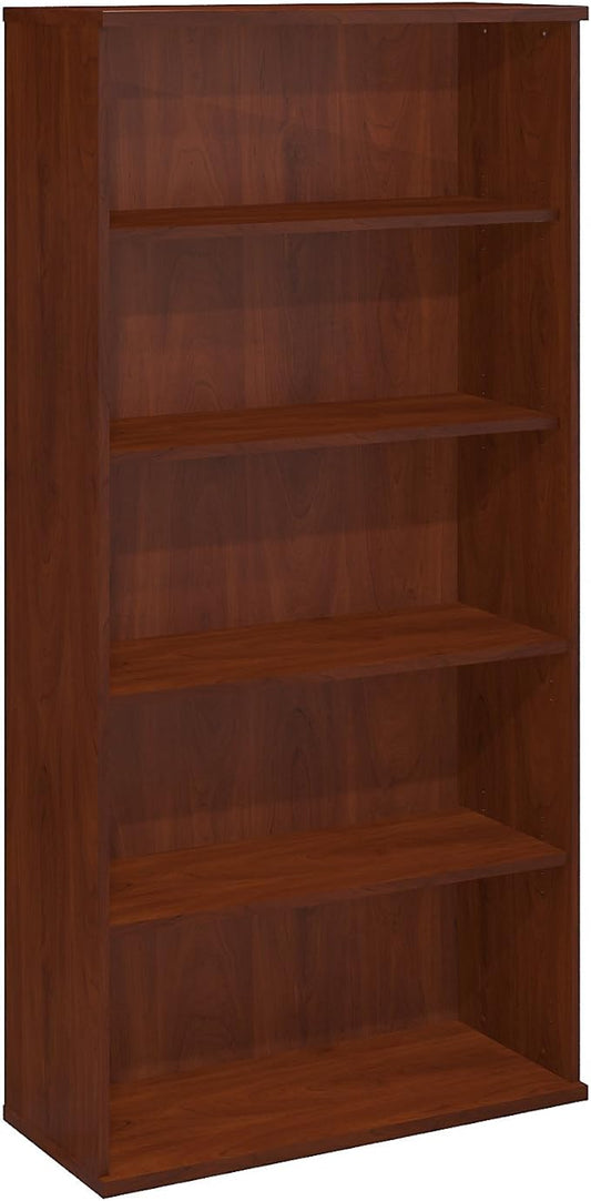 Bush Business Furniture Series C 36W Tall 5 Shelf Bookcase in Hansen Cherry, Large Storage and Display Bookshelf for Home or Professional Office