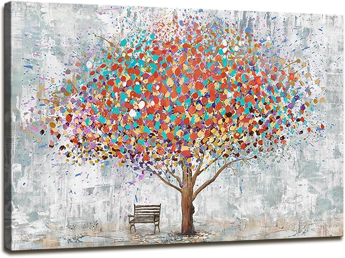 DZL Art H71181 Tree Wall Art Canvas Prints Wall Art Abstract Colorful Tree Painting Landscape Modern Artwork for Living Room Bedroom Office Home Wall Decoration Decor