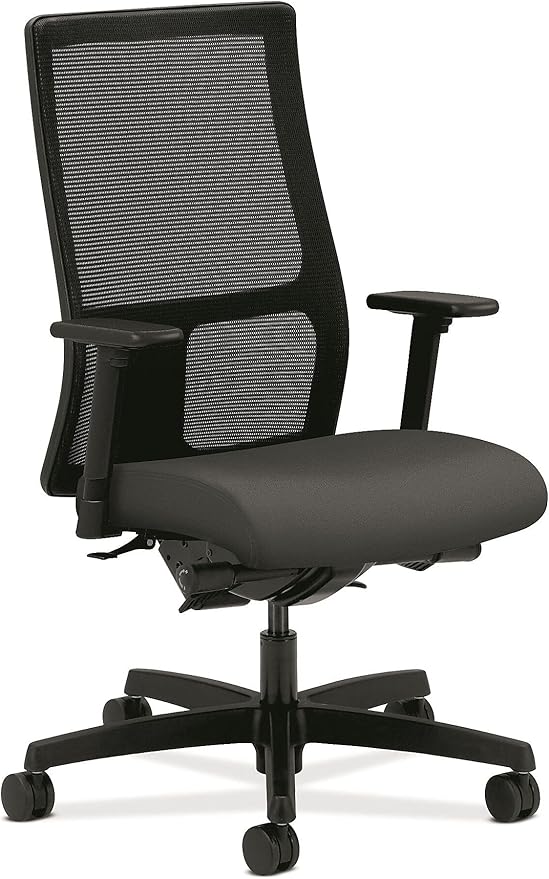 HON Ignition Series Mid-Back Work Chair - Mesh Computer Chair for Office Desk, Iron Ore (HONIW108CU19)